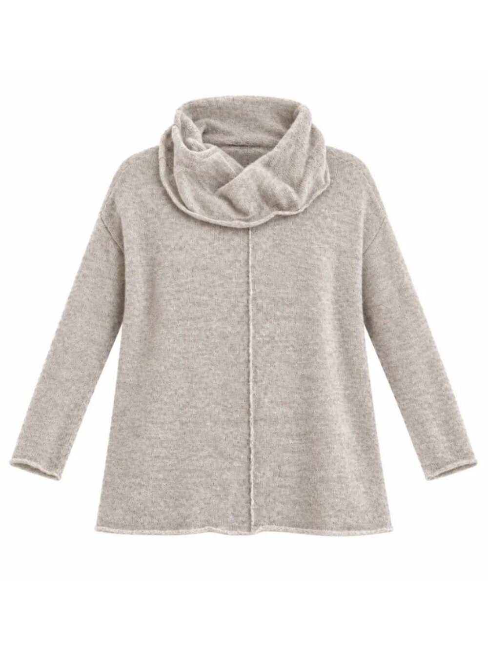 Peruvian Atelier Beige Cowl Neck Sweater, Size XS/S